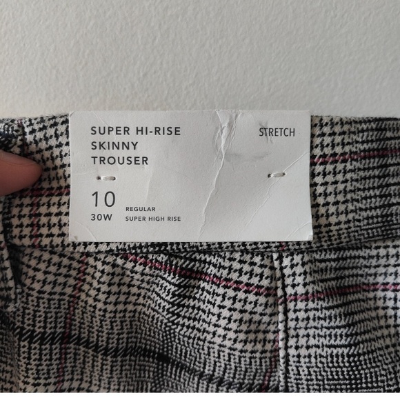 NWT American Eagle Women White Super High-Waisted Plaid Skinny Pant Size 10 crop - Picture 5 of 5